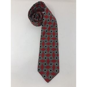 Jos A Bank Executive Collection Tie Red White Blue Geometric Floral Necktie Mens